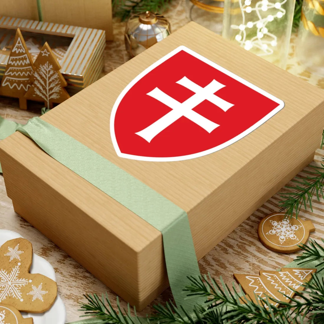 Pahonia-contour red shield with white cross (Belarus) (Coat of Arms) STICKER Vinyl Kiss-Cut Decal - The Sticker Space