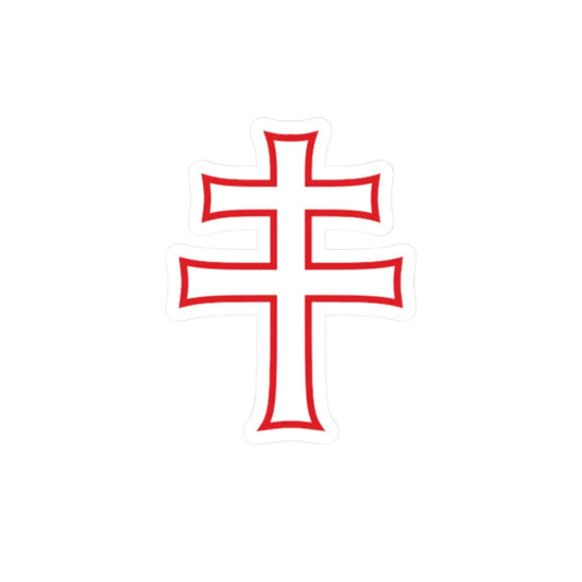 Pahonia-contour red-white cross (Belarus) (Coat of Arms) STICKER Vinyl Kiss-Cut Decal 2 Inch White - The Sticker Space