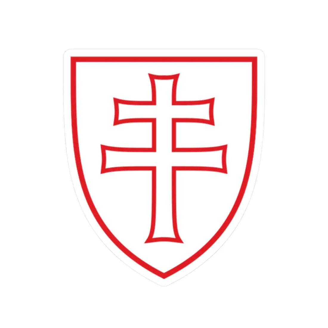 Pahonia-contour red-white shield with cross (Belarus) (Coat of Arms) STICKER Vinyl Kiss-Cut Decal 2 Inch White - The Sticker Space