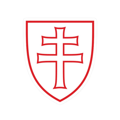 Pahonia-contour red-white shield with cross (Belarus) (Coat of Arms) STICKER Vinyl Kiss-Cut Decal 2 Inch White - The Sticker Space