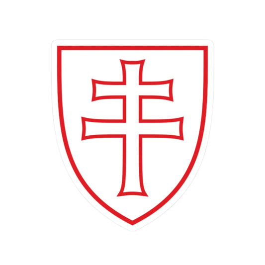 Pahonia-contour red-white shield with cross (Belarus) (Coat of Arms) STICKER Vinyl Kiss-Cut Decal 2 Inch White - The Sticker Space