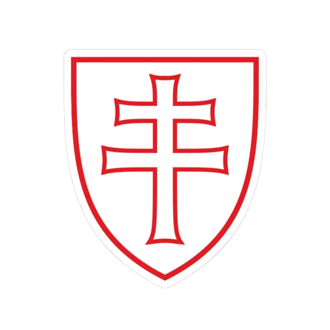 Pahonia-contour red-white shield with cross (Belarus) (Coat of Arms) STICKER Vinyl Kiss-Cut Decal 3 Inch White - The Sticker Space