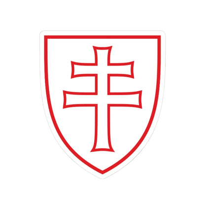 Pahonia-contour red-white shield with cross (Belarus) (Coat of Arms) STICKER Vinyl Kiss-Cut Decal 3 Inch White - The Sticker Space