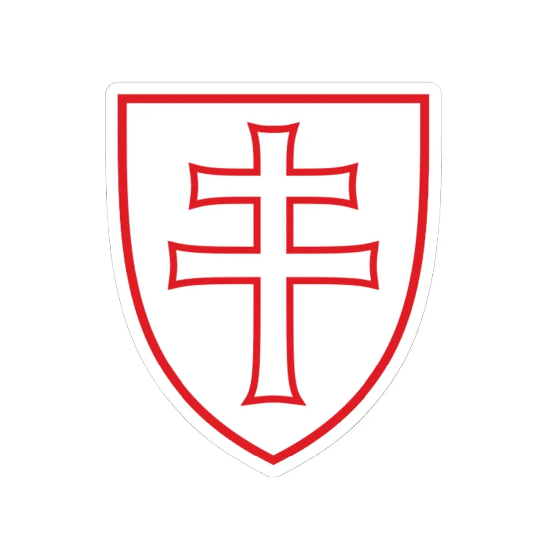 Pahonia-contour red-white shield with cross (Belarus) (Coat of Arms) STICKER Vinyl Kiss-Cut Decal 4 Inch White - The Sticker Space