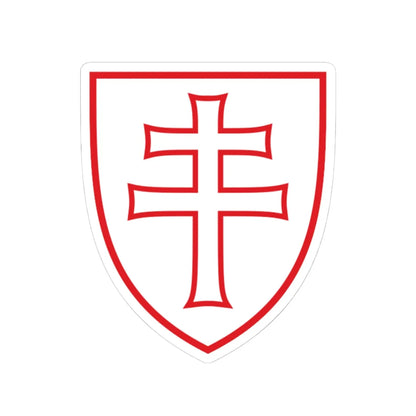 Pahonia-contour red-white shield with cross (Belarus) (Coat of Arms) STICKER Vinyl Kiss-Cut Decal 4 Inch White - The Sticker Space