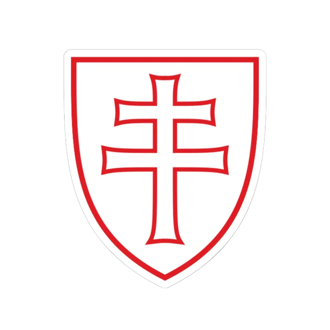 Pahonia-contour red-white shield with cross (Belarus) (Coat of Arms) STICKER Vinyl Kiss-Cut Decal 6 Inch White - The Sticker Space