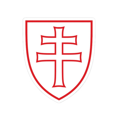 Pahonia-contour red-white shield with cross (Belarus) (Coat of Arms) STICKER Vinyl Kiss-Cut Decal 6 Inch White - The Sticker Space