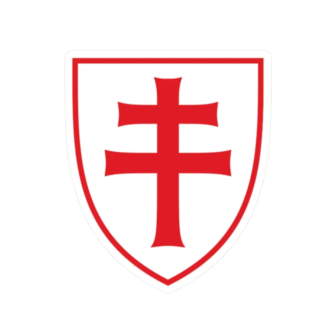 Pahonia-contour red-white shield with red cross (Belarus) (Coat of Arms) STICKER Vinyl Kiss-Cut Decal 2 Inch White - The Sticker Space