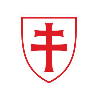 Pahonia-contour red-white shield with red cross (Belarus) (Coat of Arms) STICKER Vinyl Kiss-Cut Decal 2 Inch White - The Sticker Space