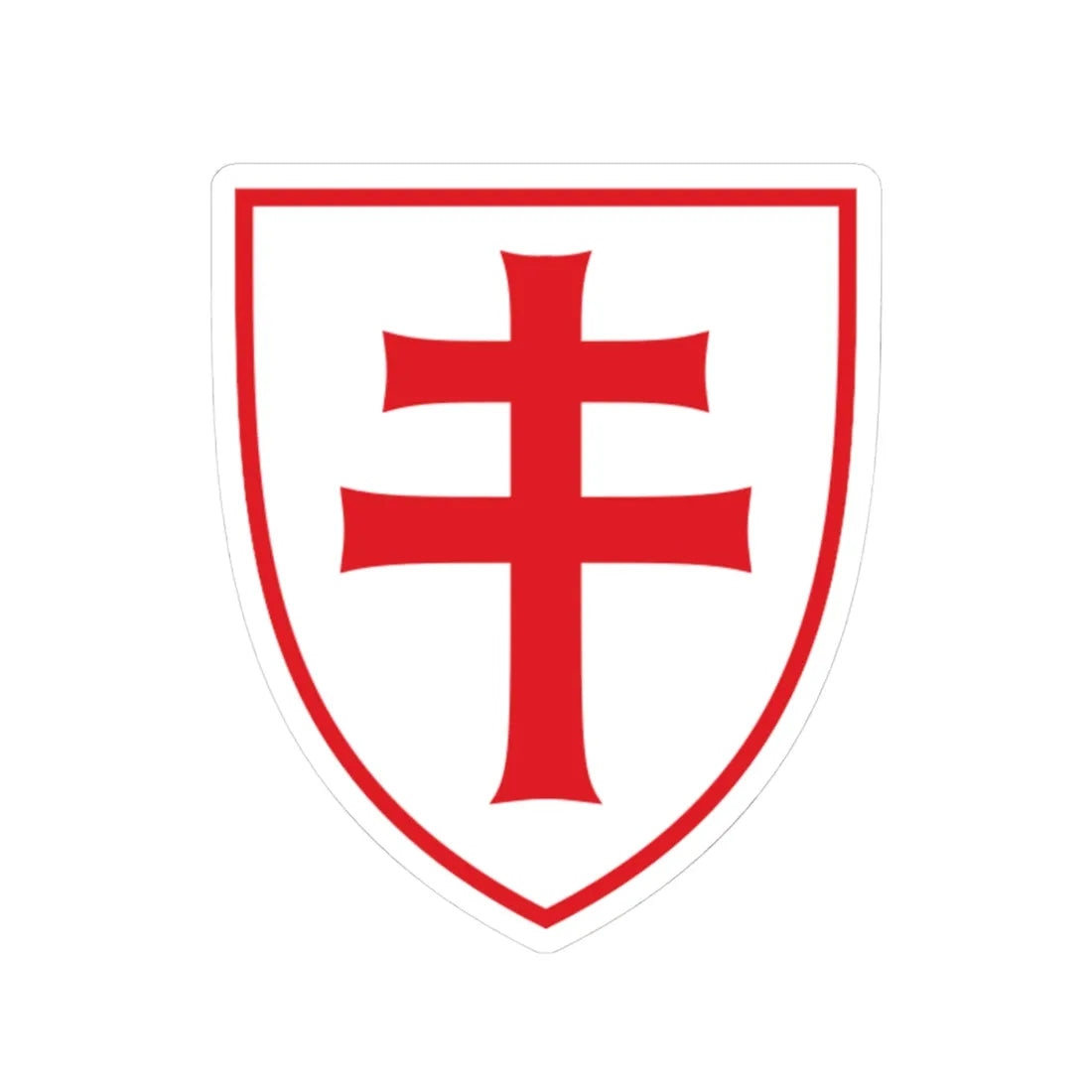 Pahonia-contour red-white shield with red cross (Belarus) (Coat of Arms) STICKER Vinyl Kiss-Cut Decal 3 Inch White - The Sticker Space