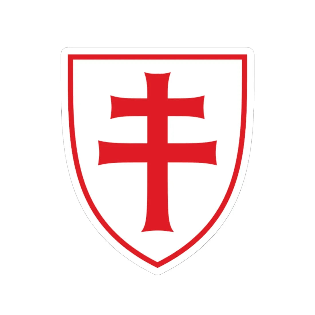 Pahonia-contour red-white shield with red cross (Belarus) (Coat of Arms) STICKER Vinyl Kiss-Cut Decal 4 Inch White - The Sticker Space