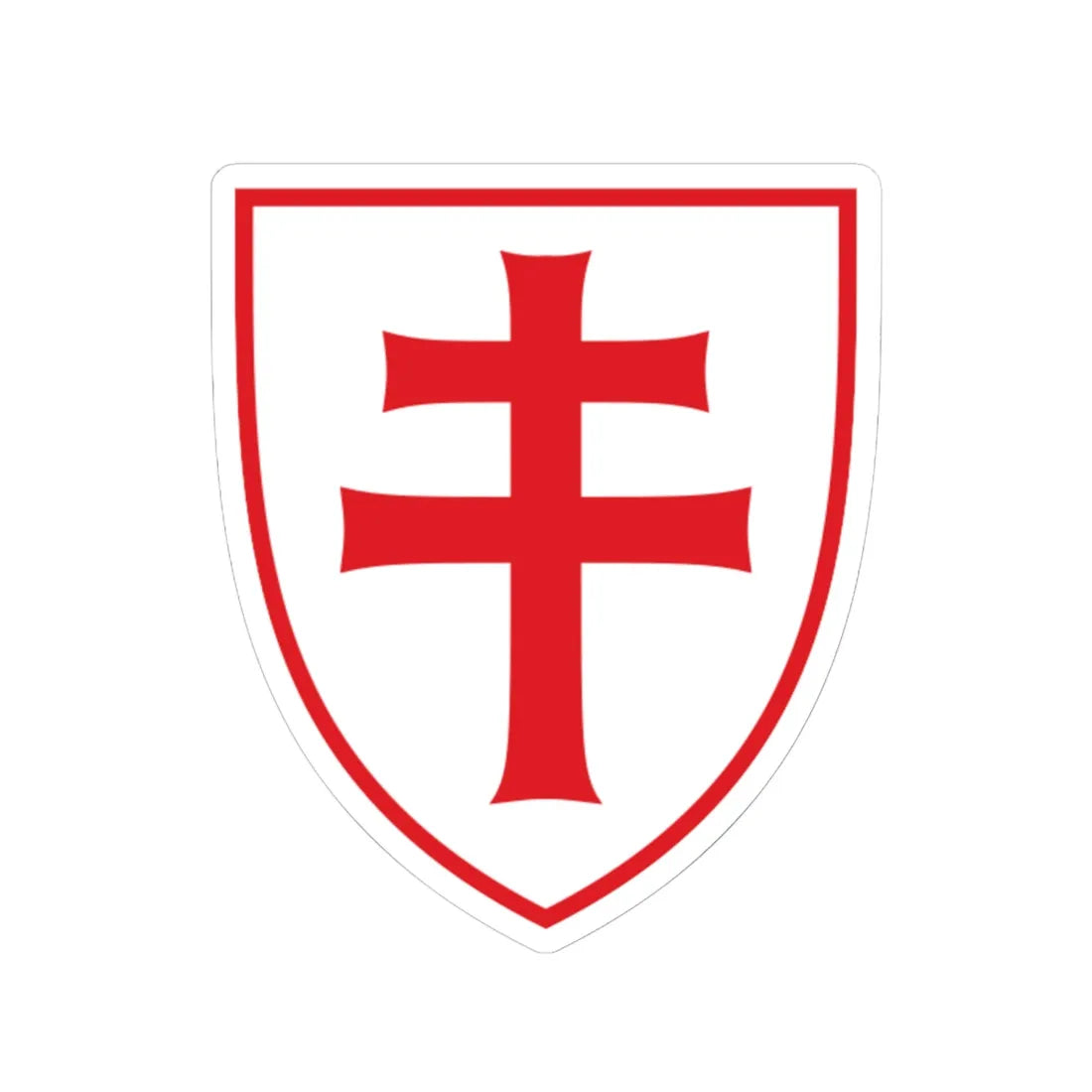 Pahonia-contour red-white shield with red cross (Belarus) (Coat of Arms) STICKER Vinyl Kiss-Cut Decal 6 Inch White - The Sticker Space