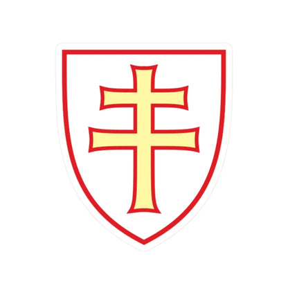 Pahonia-contour red-white shield with red-gold cross (Belarus) (Coat of Arms) STICKER Vinyl Kiss-Cut Decal 2 Inch White - The Sticker Space