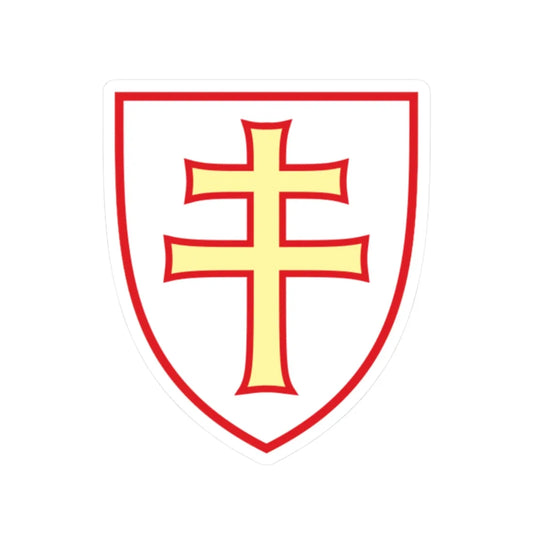 Pahonia-contour red-white shield with red-gold cross (Belarus) (Coat of Arms) STICKER Vinyl Kiss-Cut Decal 2 Inch White - The Sticker Space