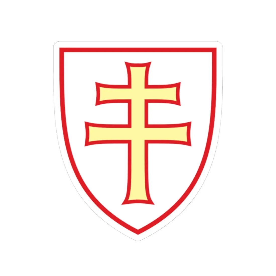 Pahonia-contour red-white shield with red-gold cross (Belarus) (Coat of Arms) STICKER Vinyl Kiss-Cut Decal 3 Inch White - The Sticker Space