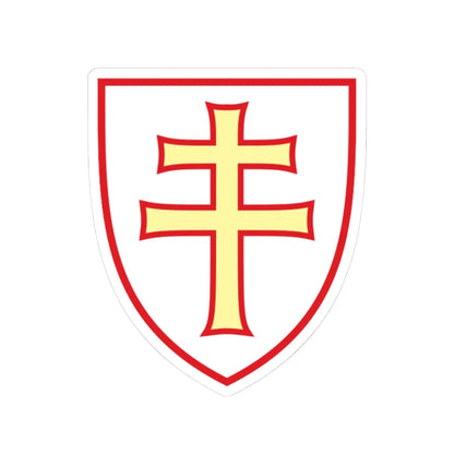 Pahonia-contour red-white shield with red-gold cross (Belarus) (Coat of Arms) STICKER Vinyl Kiss-Cut Decal 3 Inch White - The Sticker Space