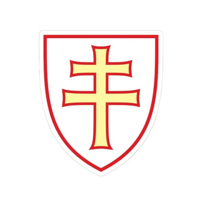 Pahonia-contour red-white shield with red-gold cross (Belarus) (Coat of Arms) STICKER Vinyl Kiss-Cut Decal 4 Inch White - The Sticker Space