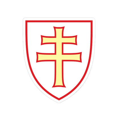 Pahonia-contour red-white shield with red-gold cross (Belarus) (Coat of Arms) STICKER Vinyl Kiss-Cut Decal 6 Inch White - The Sticker Space