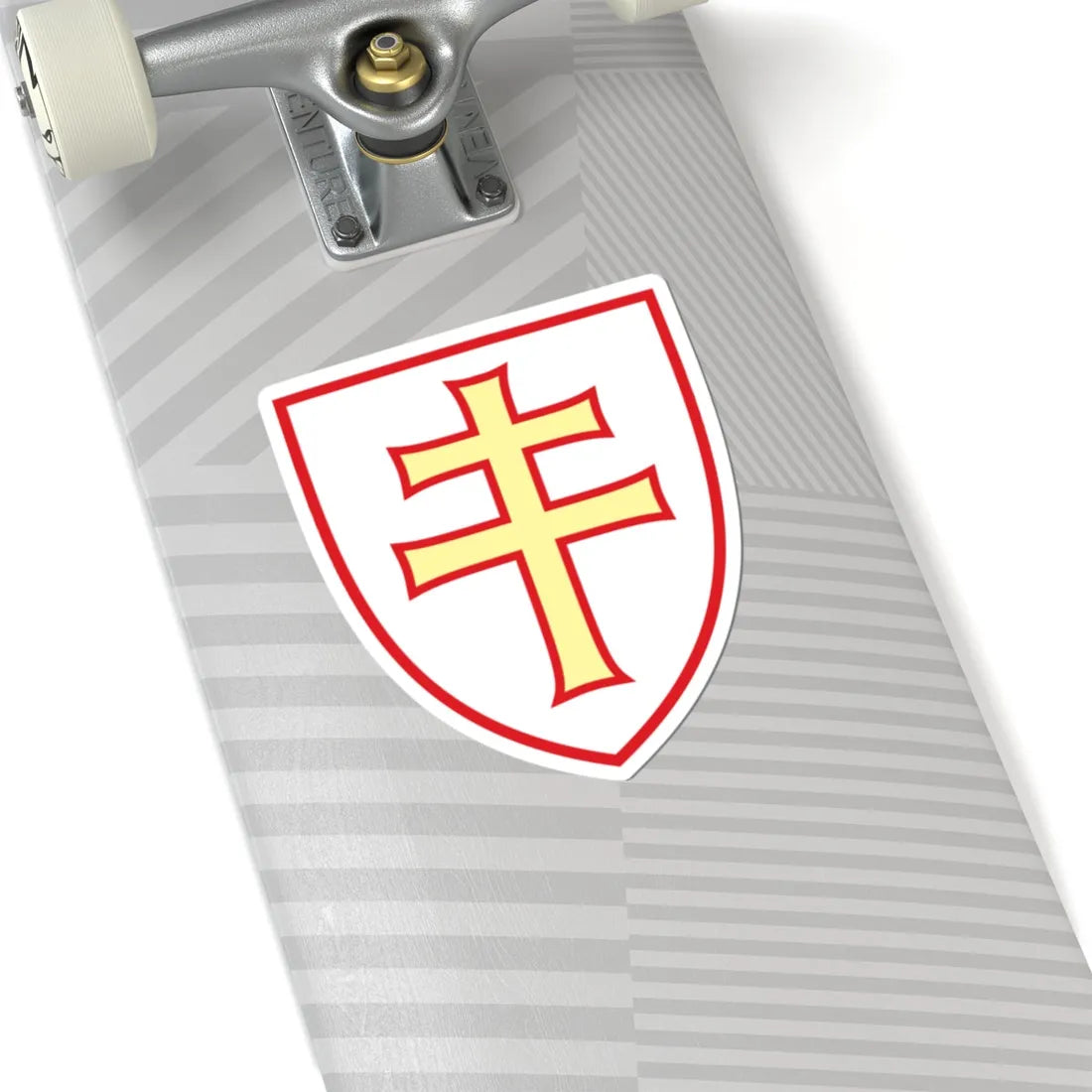 Pahonia-contour red-white shield with red-gold cross (Belarus) (Coat of Arms) STICKER Vinyl Kiss-Cut Decal - The Sticker Space