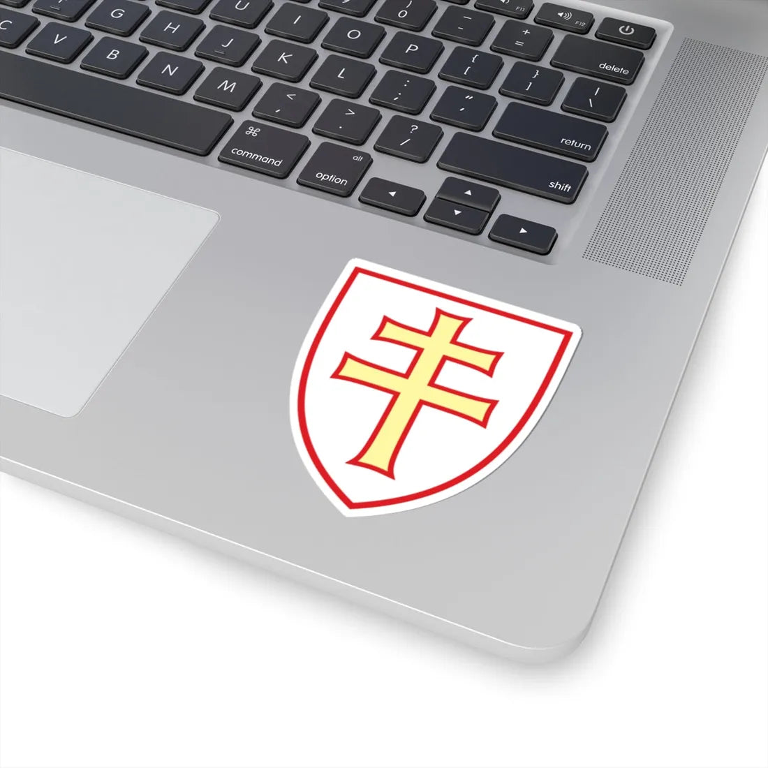 Pahonia-contour red-white shield with red-gold cross (Belarus) (Coat of Arms) STICKER Vinyl Kiss-Cut Decal - The Sticker Space