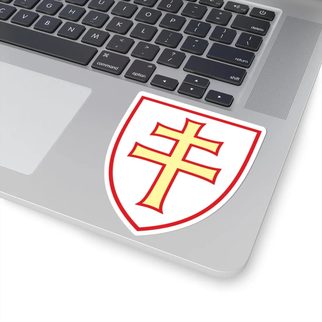 Pahonia-contour red-white shield with red-gold cross (Belarus) (Coat of Arms) STICKER Vinyl Kiss-Cut Decal - The Sticker Space