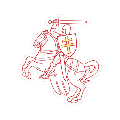 Pahonia-contour white filled-gold cross (Belarus) (Coat of Arms) STICKER Vinyl Kiss-Cut Decal 3 Inch White - The Sticker Space