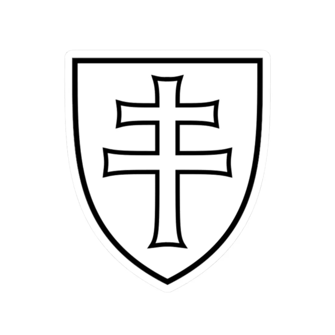 Pahonia-contour white filled shield with cross (Belarus) (Coat of Arms) STICKER Vinyl Kiss-Cut Decal 2 Inch White - The Sticker Space