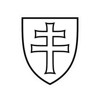 Pahonia-contour white filled shield with cross (Belarus) (Coat of Arms) STICKER Vinyl Kiss-Cut Decal 2 Inch White - The Sticker Space