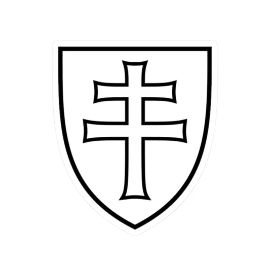 Pahonia-contour white filled shield with cross (Belarus) (Coat of Arms) STICKER Vinyl Kiss-Cut Decal 2 Inch White - The Sticker Space