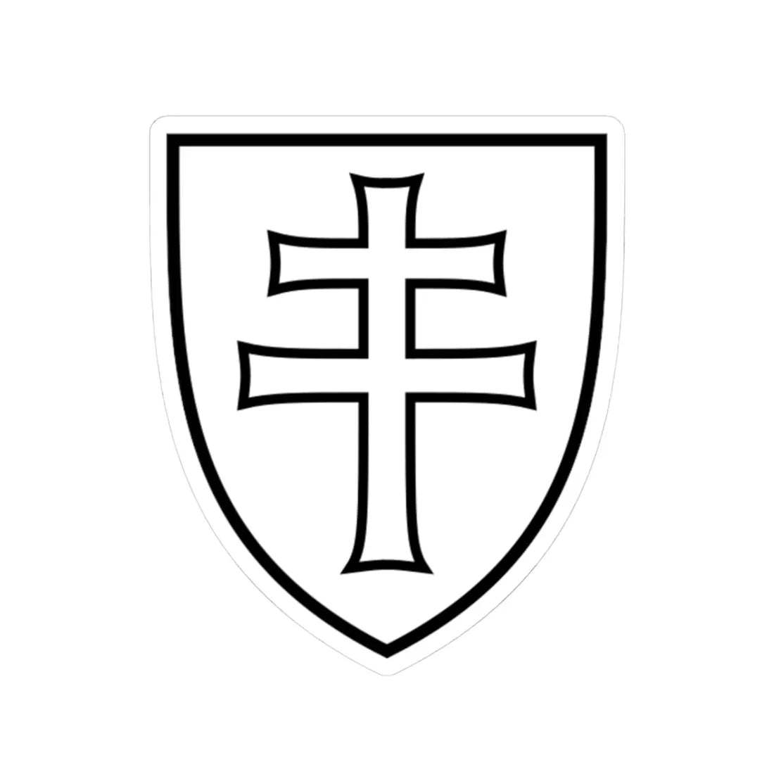 Pahonia-contour white filled shield with cross (Belarus) (Coat of Arms) STICKER Vinyl Kiss-Cut Decal 3 Inch White - The Sticker Space