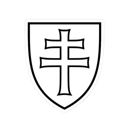 Pahonia-contour white filled shield with cross (Belarus) (Coat of Arms) STICKER Vinyl Kiss-Cut Decal 3 Inch White - The Sticker Space