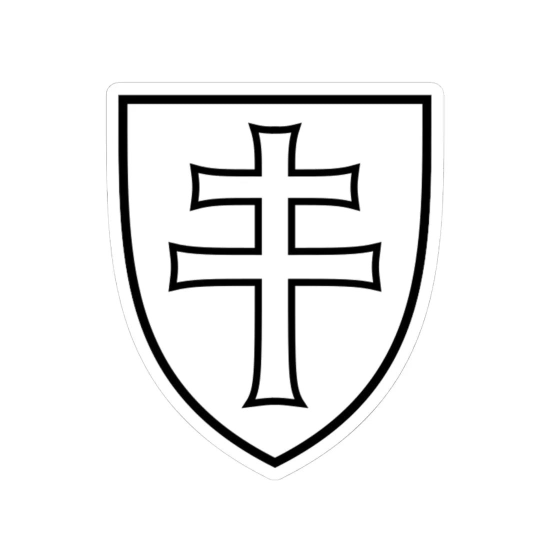 Pahonia-contour white filled shield with cross (Belarus) (Coat of Arms) STICKER Vinyl Kiss-Cut Decal 4 Inch White - The Sticker Space