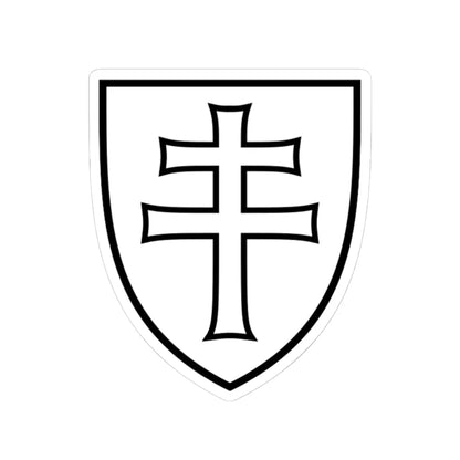 Pahonia-contour white filled shield with cross (Belarus) (Coat of Arms) STICKER Vinyl Kiss-Cut Decal 4 Inch White - The Sticker Space