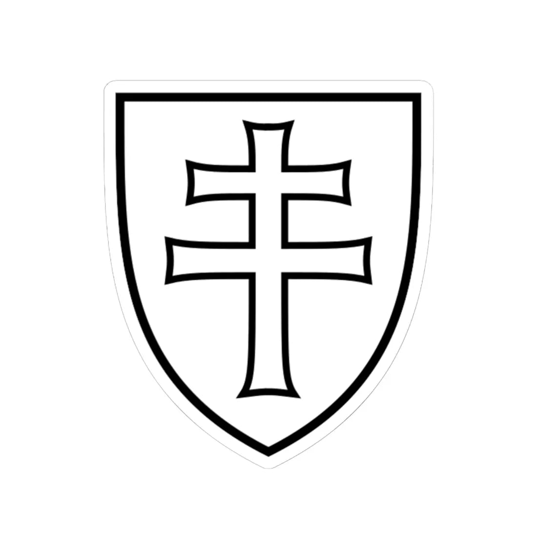 Pahonia-contour white filled shield with cross (Belarus) (Coat of Arms) STICKER Vinyl Kiss-Cut Decal 6 Inch White - The Sticker Space