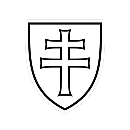 Pahonia-contour white filled shield with cross (Belarus) (Coat of Arms) STICKER Vinyl Kiss-Cut Decal 6 Inch White - The Sticker Space