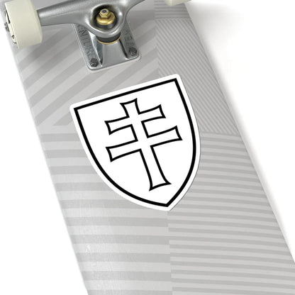 Pahonia-contour white filled shield with cross (Belarus) (Coat of Arms) STICKER Vinyl Kiss-Cut Decal - The Sticker Space