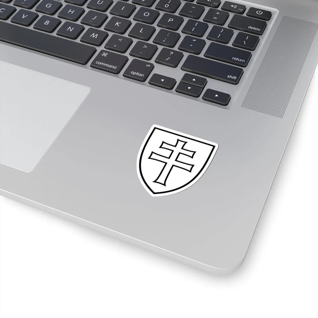 Pahonia-contour white filled shield with cross (Belarus) (Coat of Arms) STICKER Vinyl Kiss-Cut Decal - The Sticker Space