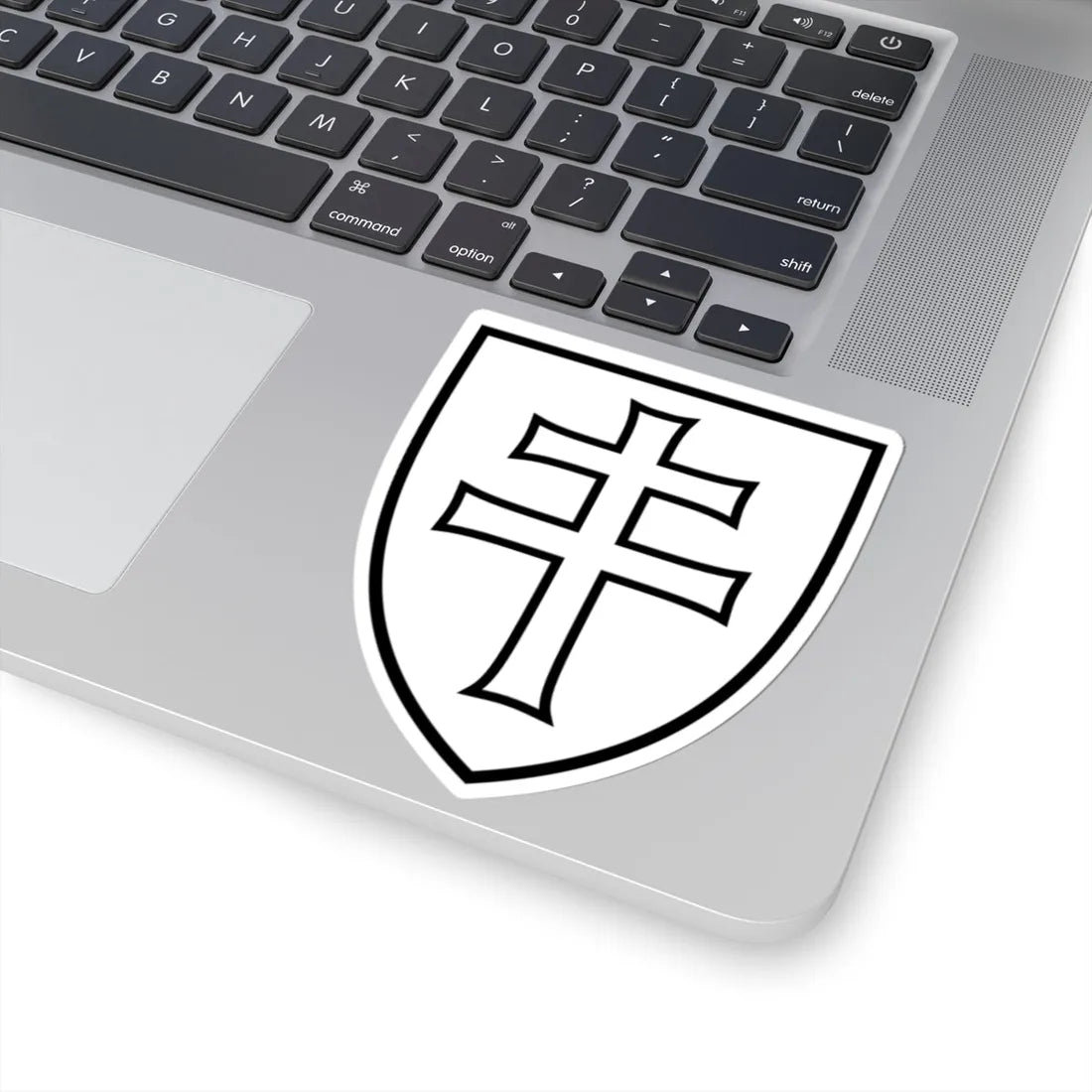 Pahonia-contour white filled shield with cross (Belarus) (Coat of Arms) STICKER Vinyl Kiss-Cut Decal - The Sticker Space
