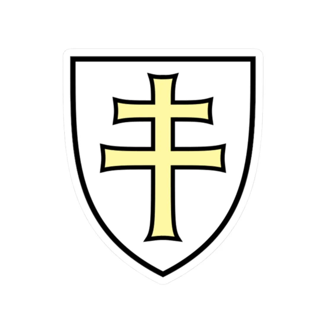 Pahonia-contour white shield with gold cross (Belarus) (Coat of Arms) STICKER Vinyl Kiss-Cut Decal 2 Inch White - The Sticker Space