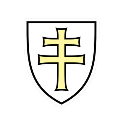 Pahonia-contour white shield with gold cross (Belarus) (Coat of Arms) STICKER Vinyl Kiss-Cut Decal 2 Inch White - The Sticker Space