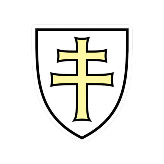 Pahonia-contour white shield with gold cross (Belarus) (Coat of Arms) STICKER Vinyl Kiss-Cut Decal 2 Inch White - The Sticker Space