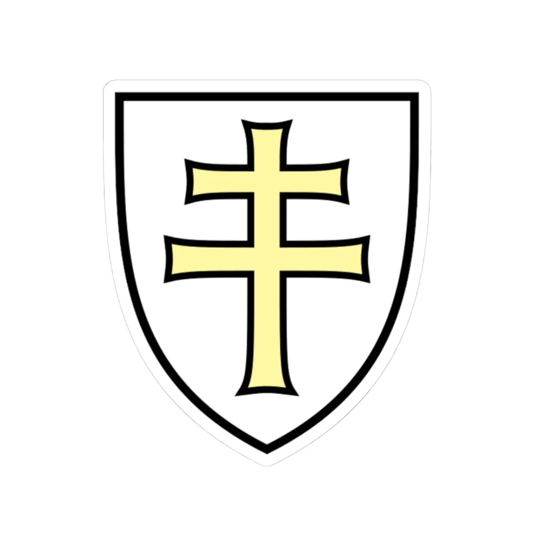 Pahonia-contour white shield with gold cross (Belarus) (Coat of Arms) STICKER Vinyl Kiss-Cut Decal 3 Inch White - The Sticker Space