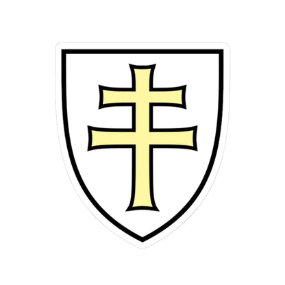 Pahonia-contour white shield with gold cross (Belarus) (Coat of Arms) STICKER Vinyl Kiss-Cut Decal 3 Inch White - The Sticker Space