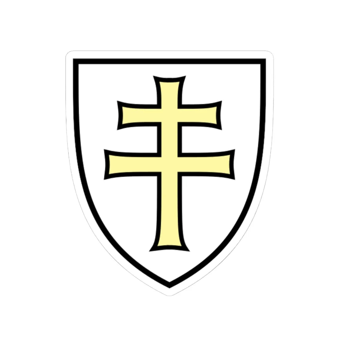 Pahonia-contour white shield with gold cross (Belarus) (Coat of Arms) STICKER Vinyl Kiss-Cut Decal 4 Inch White - The Sticker Space