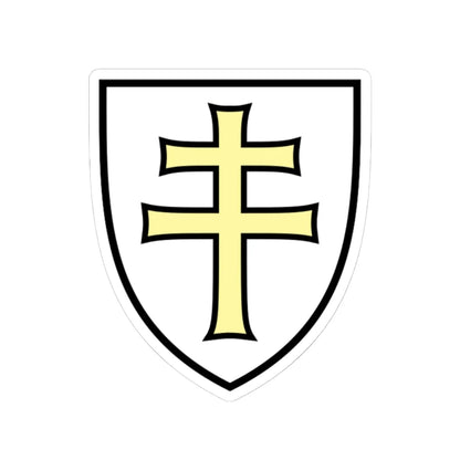 Pahonia-contour white shield with gold cross (Belarus) (Coat of Arms) STICKER Vinyl Kiss-Cut Decal 4 Inch White - The Sticker Space