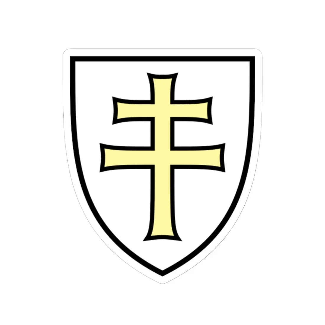 Pahonia-contour white shield with gold cross (Belarus) (Coat of Arms) STICKER Vinyl Kiss-Cut Decal 6 Inch White - The Sticker Space