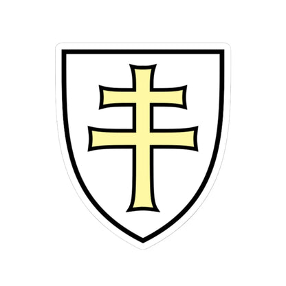 Pahonia-contour white shield with gold cross (Belarus) (Coat of Arms) STICKER Vinyl Kiss-Cut Decal 6 Inch White - The Sticker Space