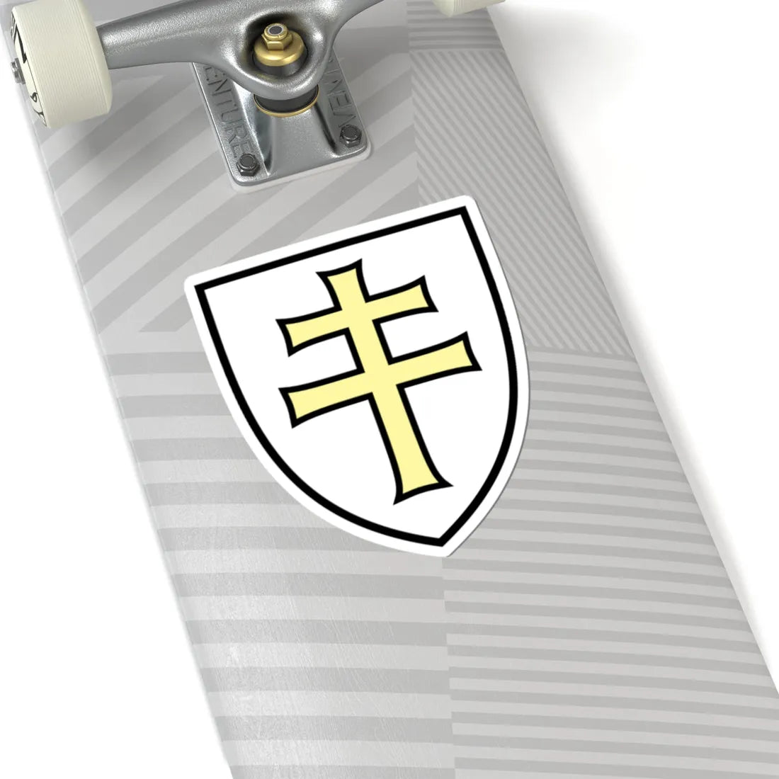 Pahonia-contour white shield with gold cross (Belarus) (Coat of Arms) STICKER Vinyl Kiss-Cut Decal - The Sticker Space