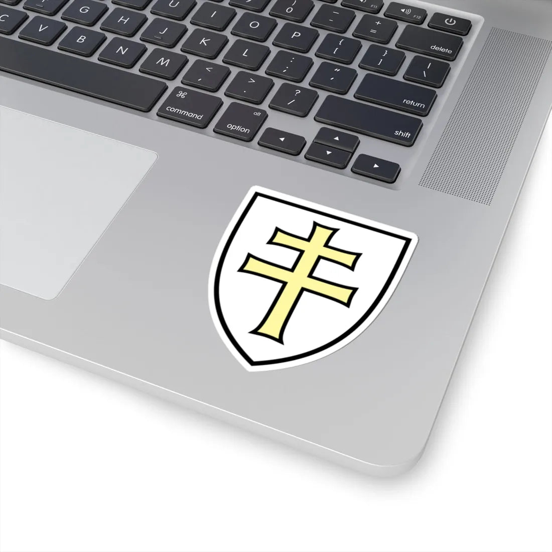 Pahonia-contour white shield with gold cross (Belarus) (Coat of Arms) STICKER Vinyl Kiss-Cut Decal - The Sticker Space