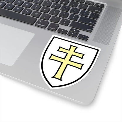 Pahonia-contour white shield with gold cross (Belarus) (Coat of Arms) STICKER Vinyl Kiss-Cut Decal - The Sticker Space